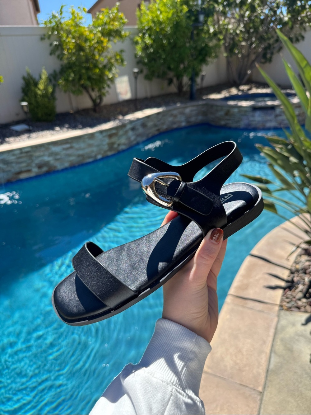 Black strap sandals